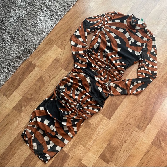 FARM Rio Bandana Black Dark Tulle Midi Dress - Sz Small - Picture 3 of 9